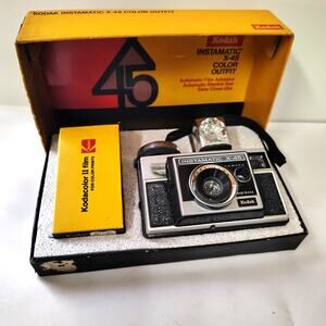Kodak Instamatic X-45 Camera Outfit Vintage w Box Flash Film Retro Kit